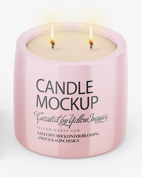 Glossy Candle W/ Kraft Box Mockup