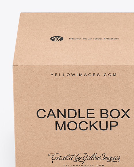 Glossy Metallic Candle W/ Kraft Box Mockup