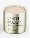 Glossy Metallic Candle W/ Kraft Box Mockup