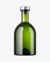 Green Glass Bottle with Wooden Cap Mockup