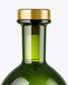 Green Glass Bottle with Wooden Cap Mockup