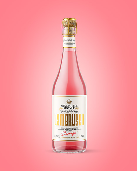 Clear Glass Bottle w/ Pink Wine Mockup