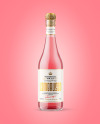 Clear Glass Bottle w/ Pink Wine Mockup