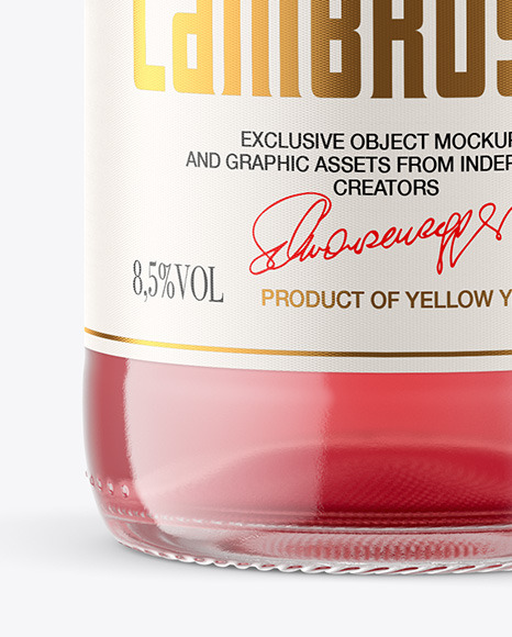 Clear Glass Bottle w/ Pink Wine Mockup