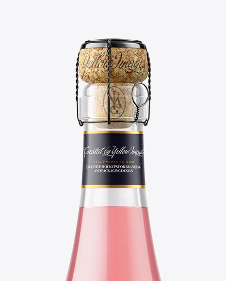 Clear Glass Bottle w/ Pink Wine Mockup