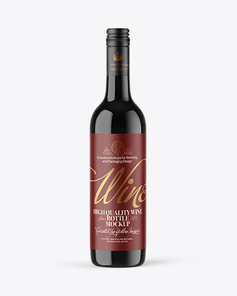 Dark Glass Wine Bottle with Screw Cap Mockup