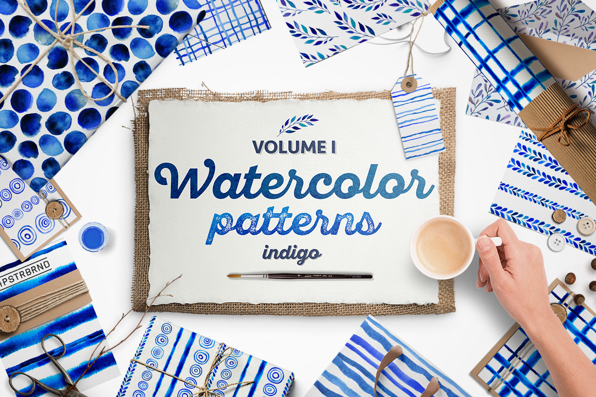 Indigo Blue Watercolour Patterns I