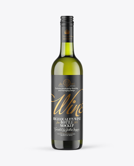 Green Glass White Wine Bottle with Screw Cap Mockup