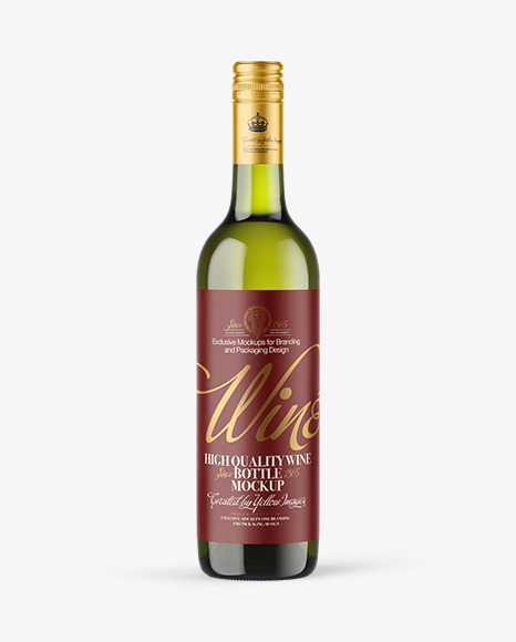 Green Glass White Wine Bottle with Screw Cap Mockup