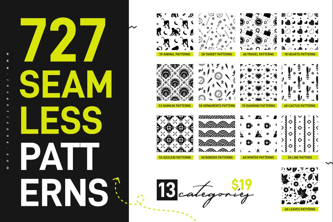Bundle of 727 Diverse Seamless Patterns Bundle of 727 Diverse Seamless Patterns