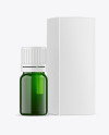 Green Glass Bottle with Box Mockup