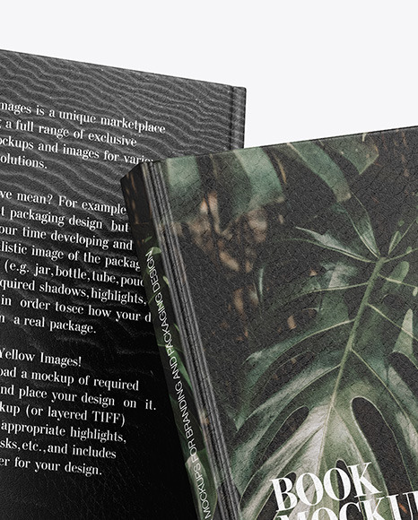 Two Hardcover Books w/ Leather Covers Mockup