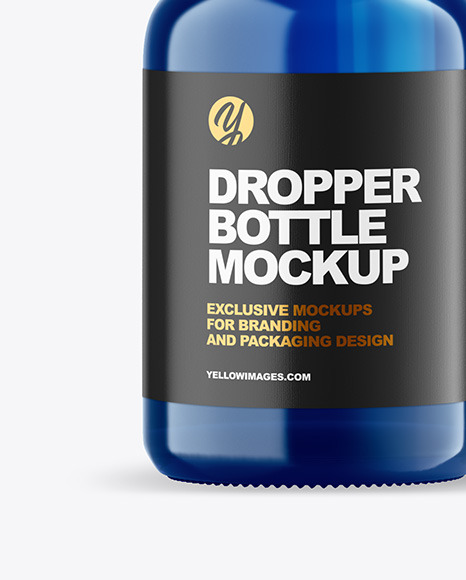 Blue Glass Bottle with Box Mockup