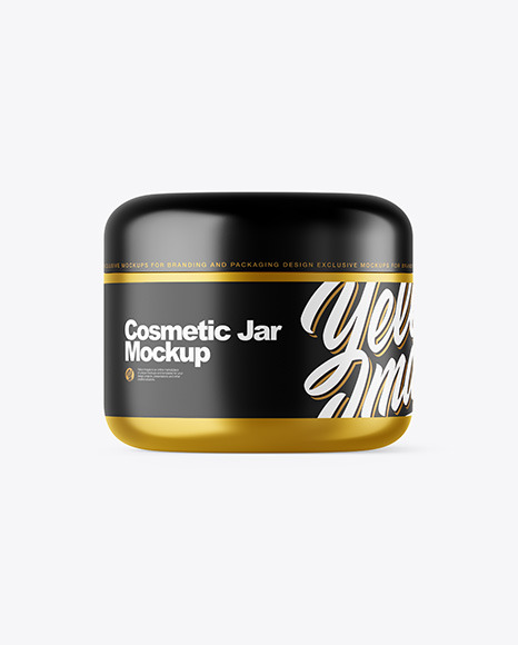 Metallic Cosmetic Jar with Box Mockup