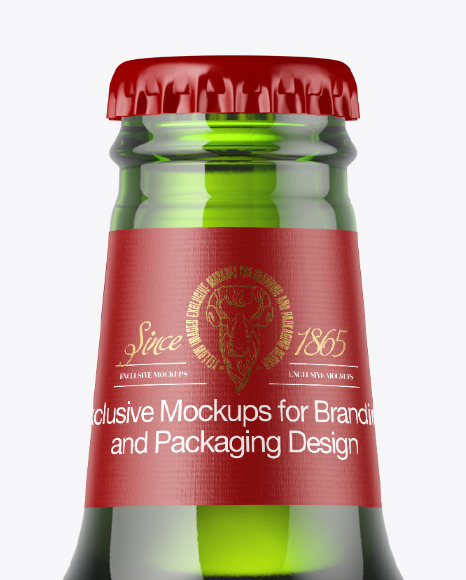 500ml Green Glass Beer Bottle Mockup