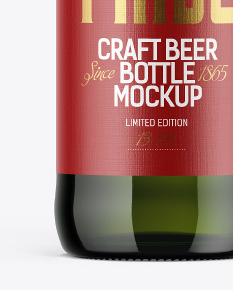 500ml Green Glass Beer Bottle Mockup