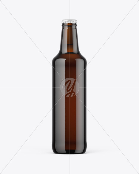 500ml Dark Amber Beer Bottle Mockup