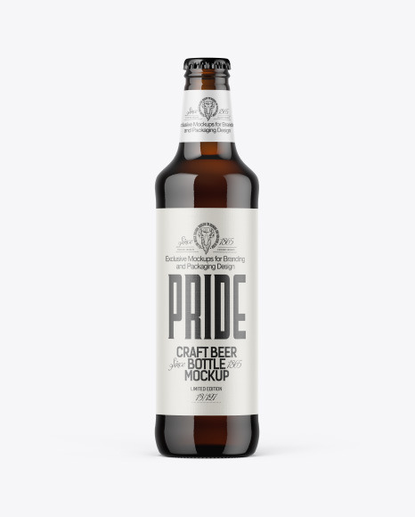 500ml Dark Amber Beer Bottle Mockup