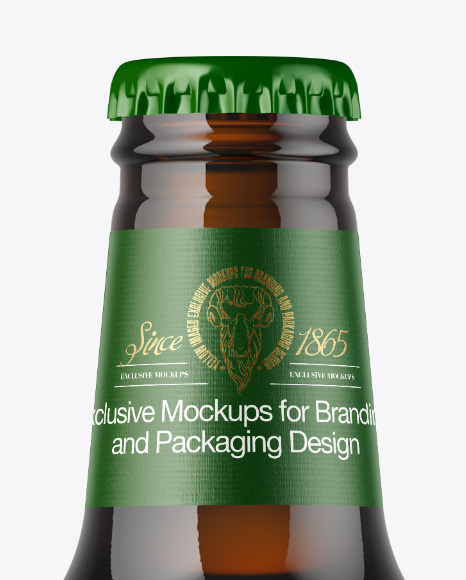 500ml Dark Amber Beer Bottle Mockup