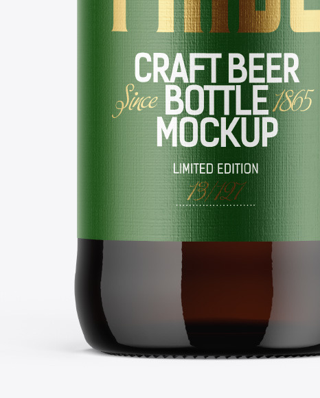 500ml Dark Amber Beer Bottle Mockup