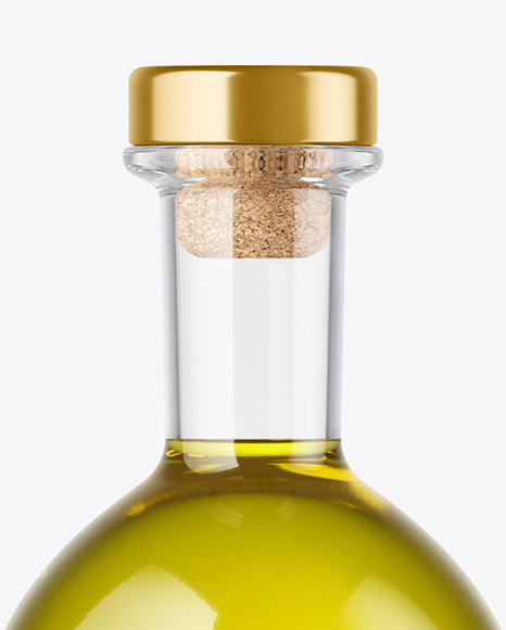 Olive Oil Bottle with Wooden Cap Mockup