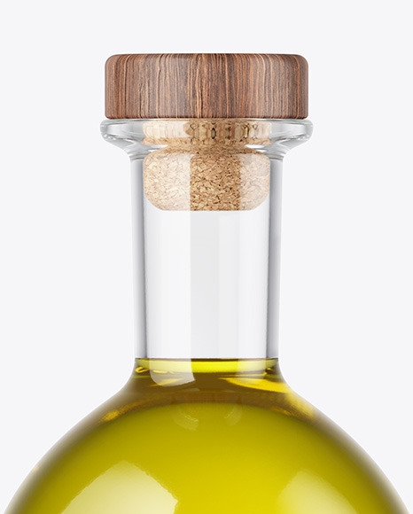 Olive Oil Bottle with Wooden Cap Mockup