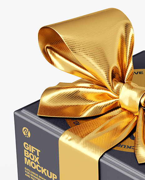 Gift Box With Tied Bow Mockup