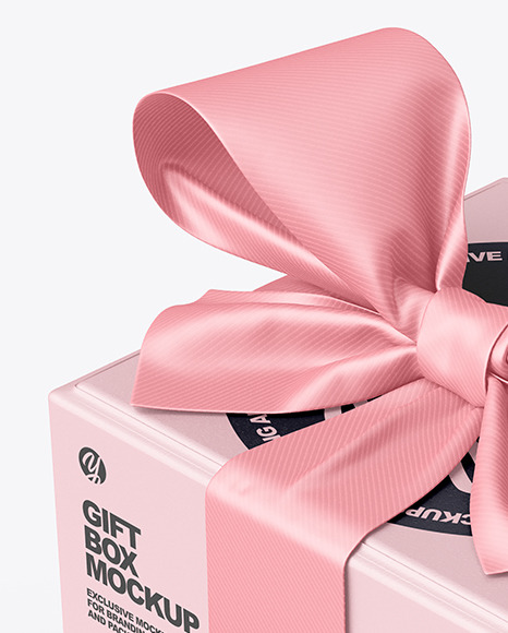 Gift Box With Tied Bow Mockup