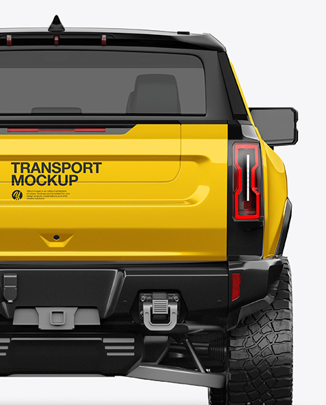 Electric Pickup Truck Mockup - Back View