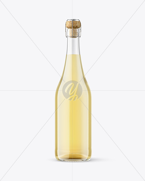 Clear Glass Bottle w/ White Wine Mockup