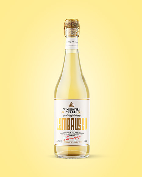 Clear Glass Bottle w/ White Wine Mockup