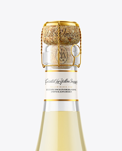 Clear Glass Bottle w/ White Wine Mockup