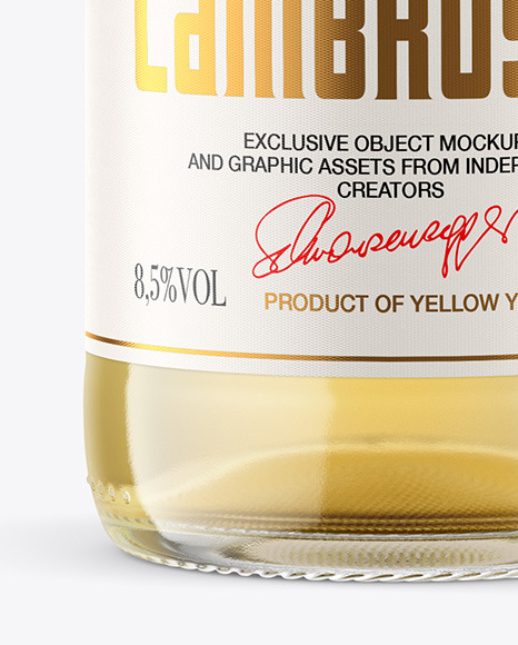 Clear Glass Bottle w/ White Wine Mockup