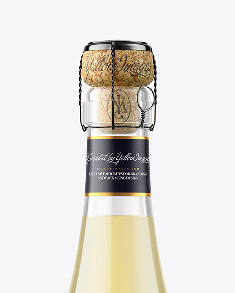 Clear Glass Bottle w/ White Wine Mockup