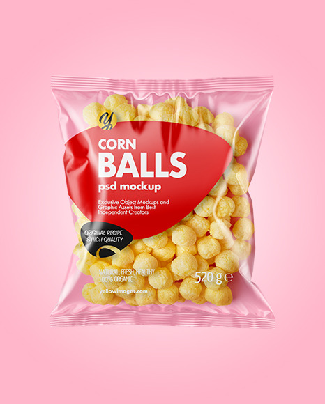 Plastic Bag With Corn Balls Mockup