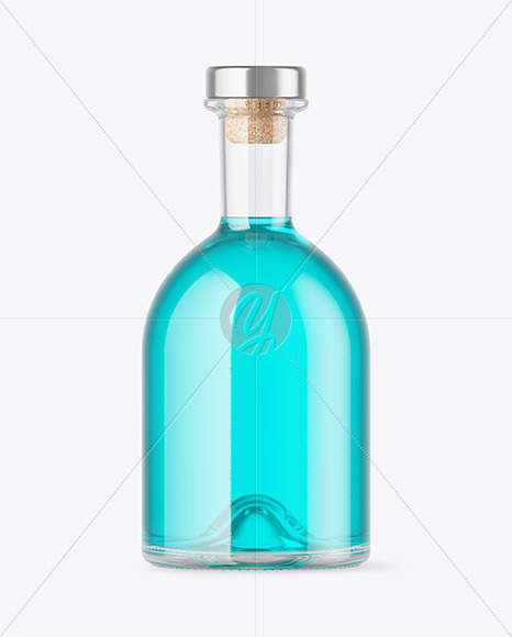 Color Liquid Bottle with Wooden Cap Mockup