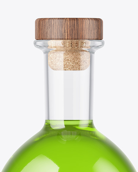 Color Liquid Bottle with Wooden Cap Mockup