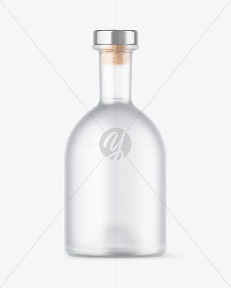 Frosted Glass Vodka Bottle with Wooden Cap Mockup