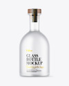 Frosted Glass Vodka Bottle with Wooden Cap Mockup