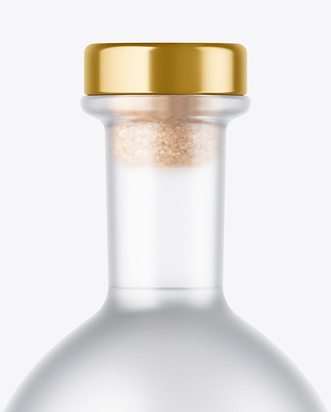 Frosted Glass Vodka Bottle with Wooden Cap Mockup