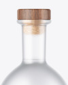 Frosted Glass Vodka Bottle with Wooden Cap Mockup