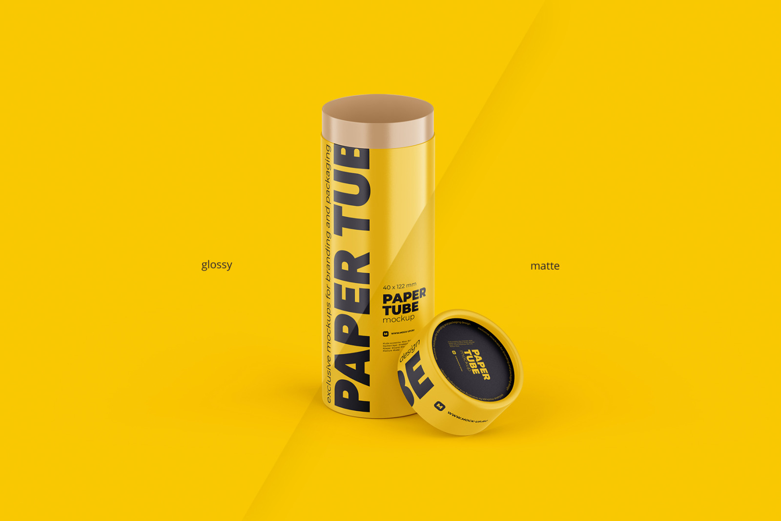 Matte/Glossy Opened Paper Tube Mockup 40x122mm