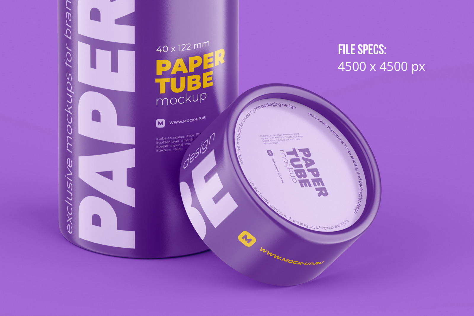 Matte/Glossy Opened Paper Tube Mockup 40x122mm