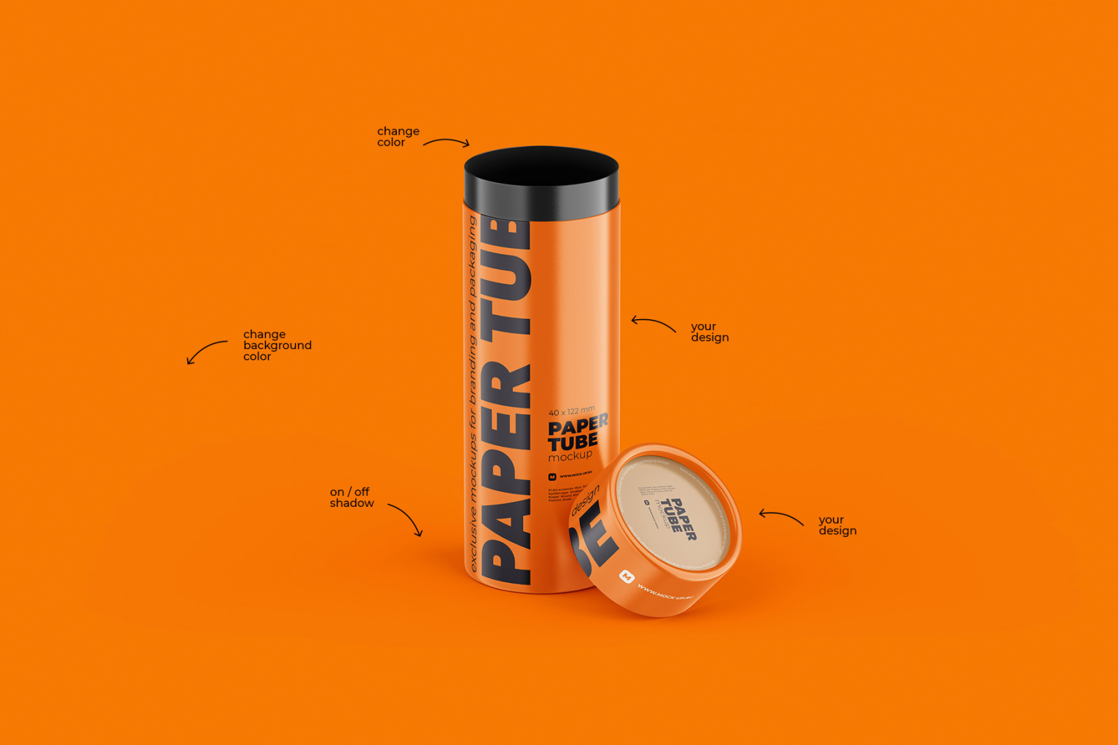 Matte/Glossy Opened Paper Tube Mockup 40x122mm