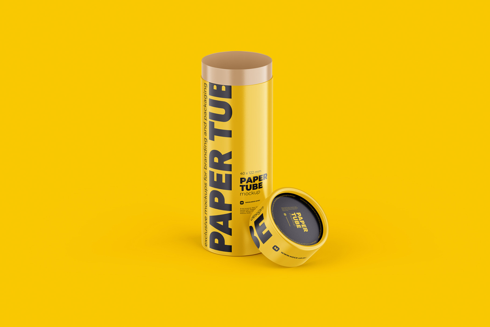 Matte/Glossy Opened Paper Tube Mockup 40x122mm