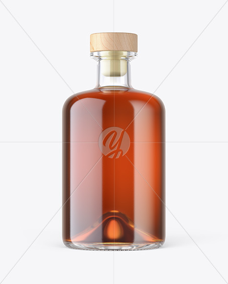 Brandy Bottle with Wooden Cap Mockup