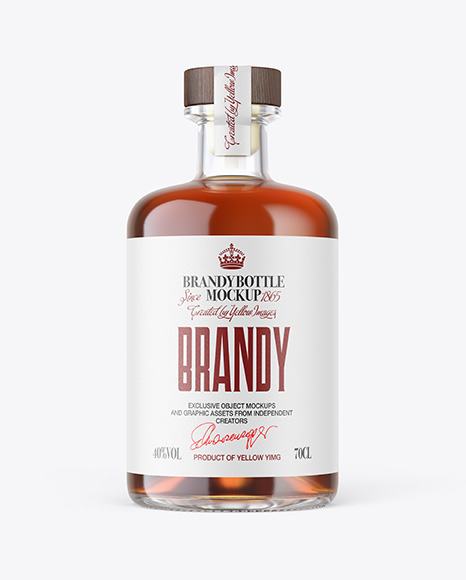 Brandy Bottle with Wooden Cap Mockup