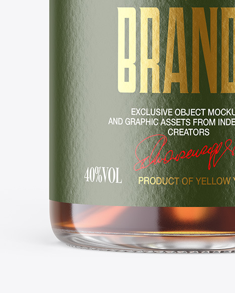 Brandy Bottle with Wooden Cap Mockup