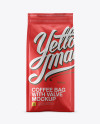 Matte Metallic Coffee Bag With Valve Mockup - Front View