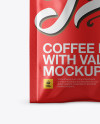 Matte Metallic Coffee Bag With Valve Mockup - Front View